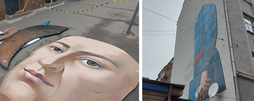 В центре Харькова создают новый мурал с изображением Сковороды