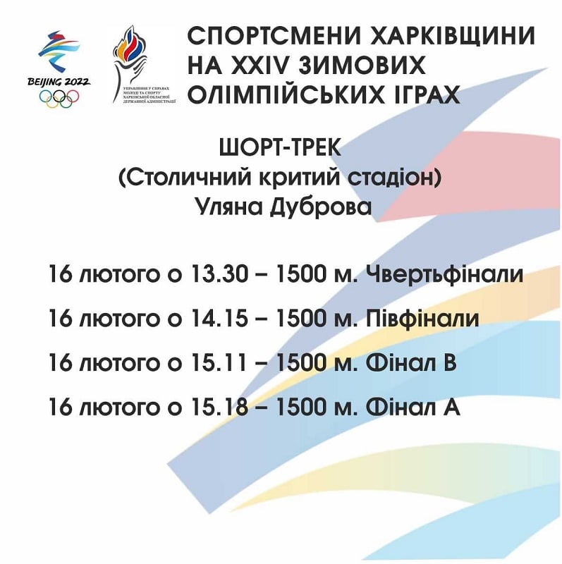 Олимпиада в Пекине: расписание выступлений харьковчан