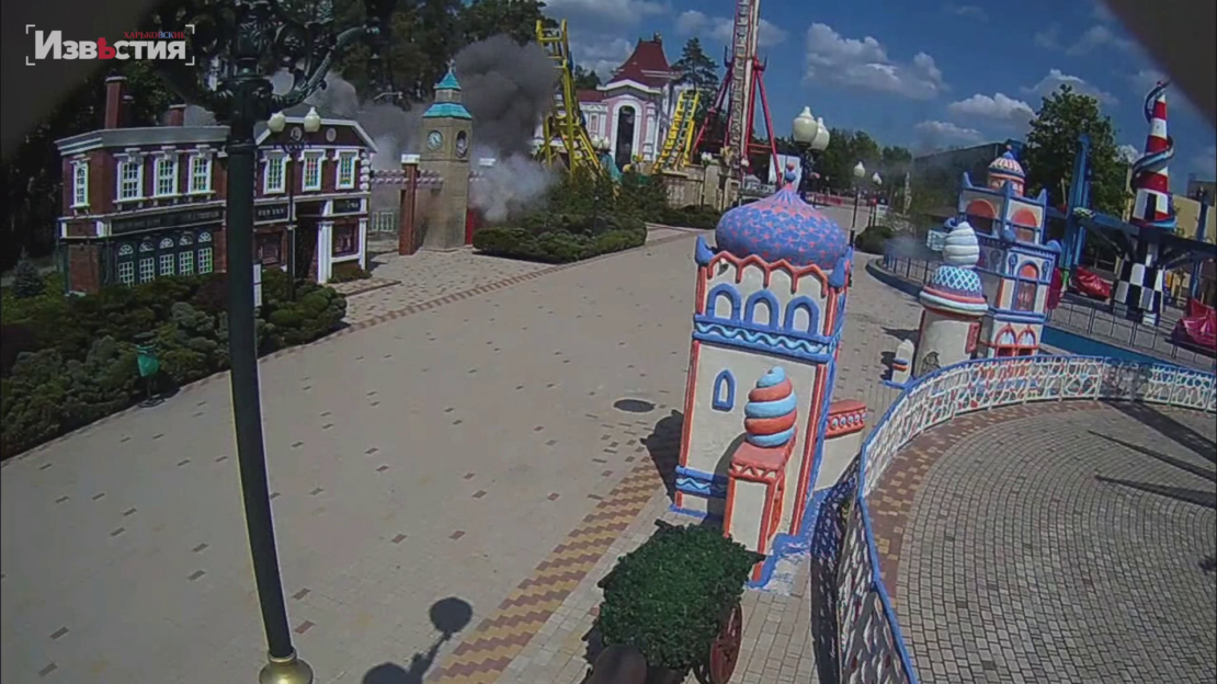 Харьков 4 мая: кадры обстрела парка Горького попали на камеры наблюдения