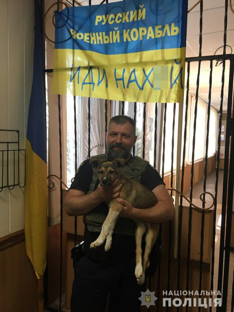 Війна на Харківщині: Поліцейські врятували собаку та назвали її Джавеліною