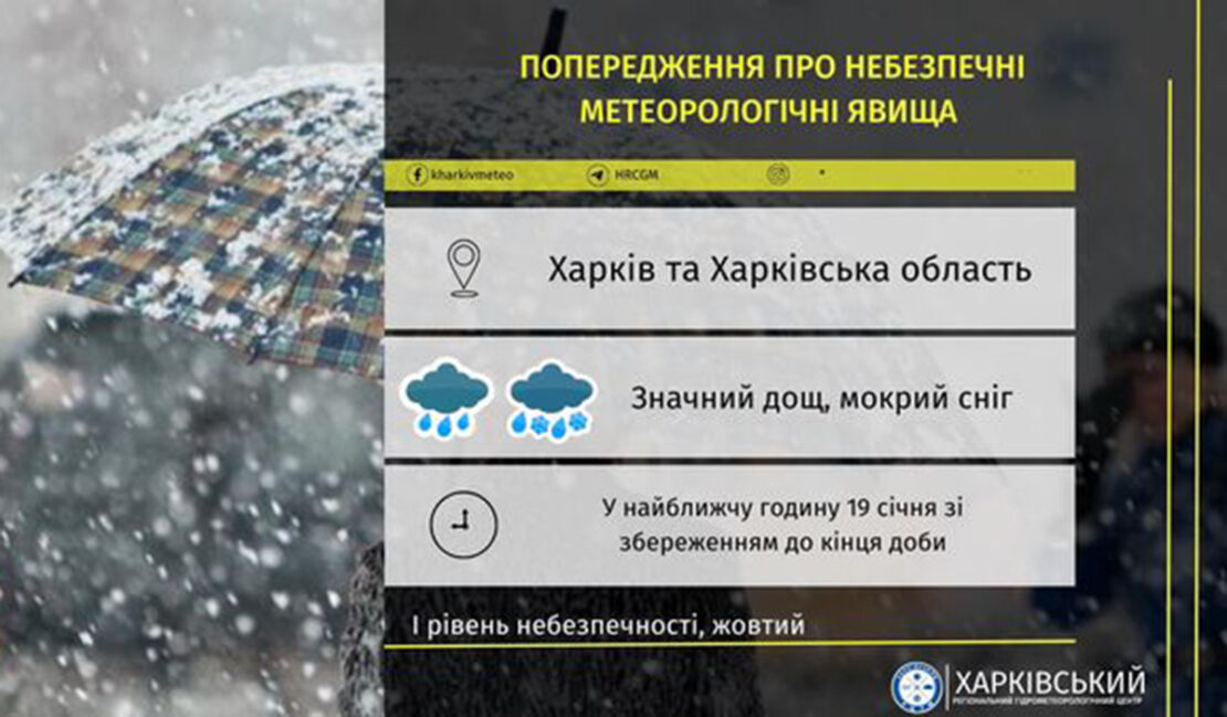 На Харківщині очікується погіршення погодних умов 19.01.24